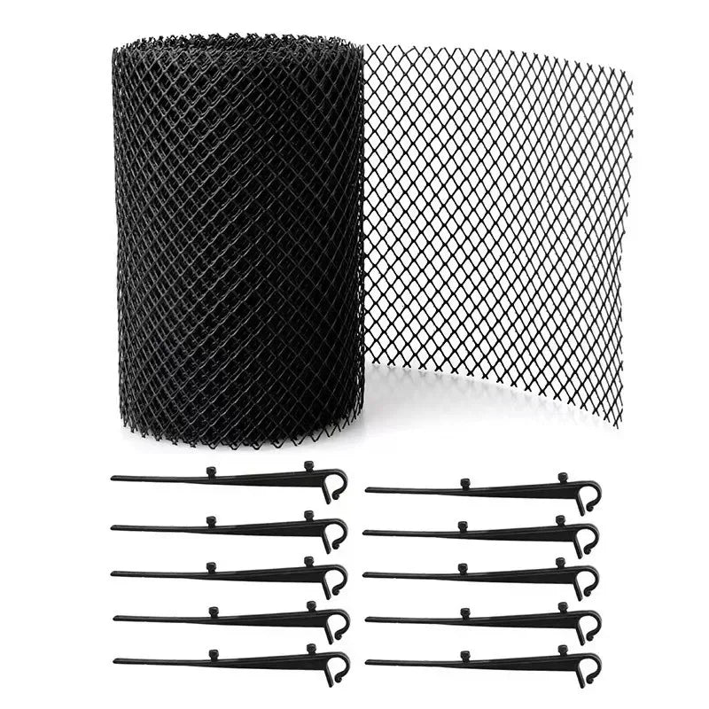 Mesh Gutter Guard – Leaf & Debris Protector for Drains, Downspouts, and Water Pipes (6'' x 19.7ft) WIth 10xFixing Hooks